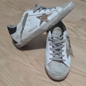 Women's Golden Goose White and Gold Sneakers